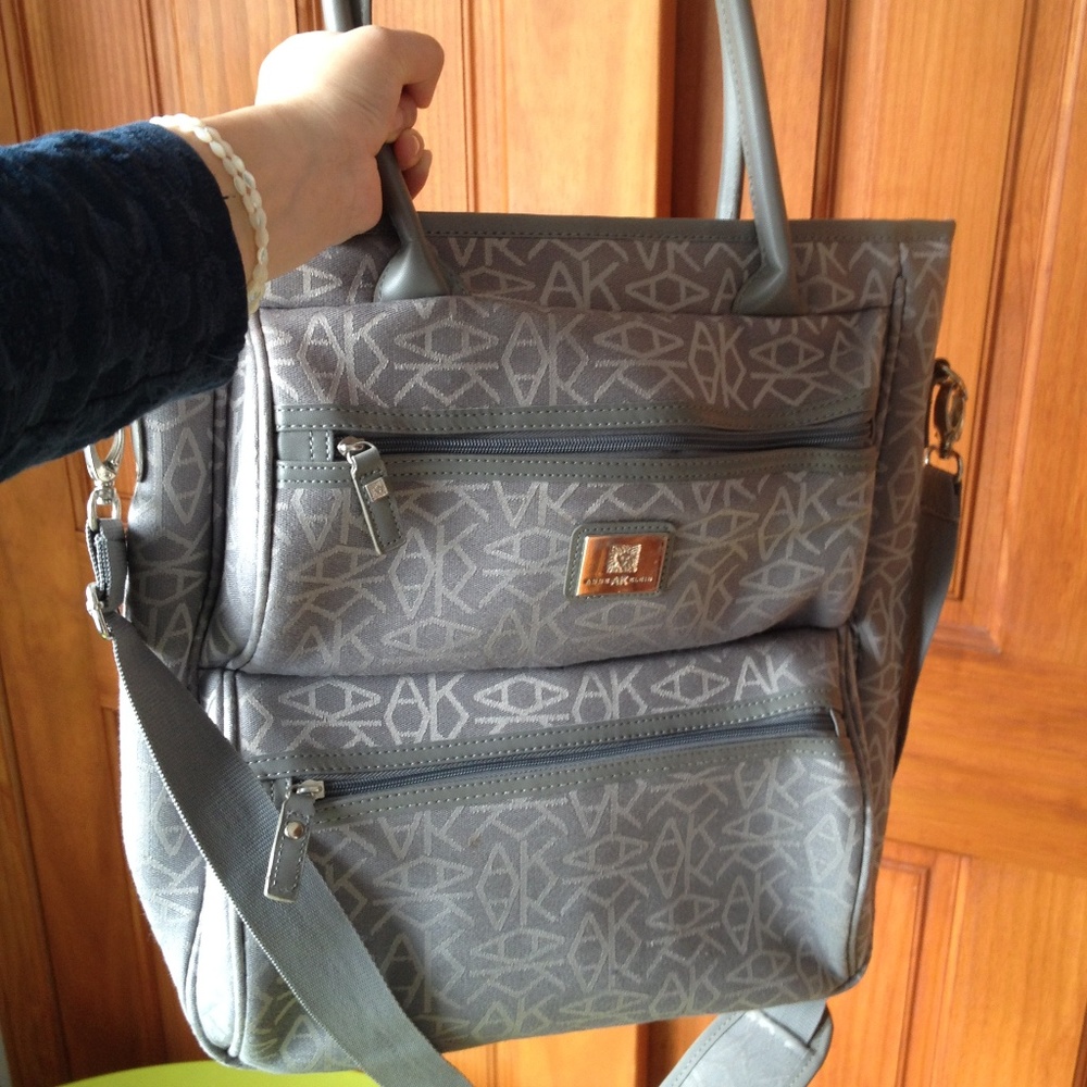 Ak Large Gray Canvas Tote With Strap - image 8